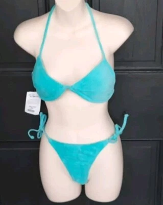 Nuevo RITCHIE TRAJE DE BAÑO Talla 7/8 Aqua Pana Cuerda Corbata Halter Bikini Foto 1 de 4