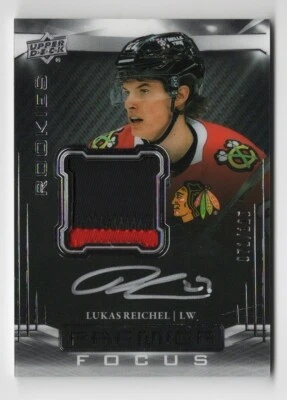2022-23 Upper Deck Premier Focus Rookie Auto Patch Autograph Lukas Reichel /125 - Image 1 of 2