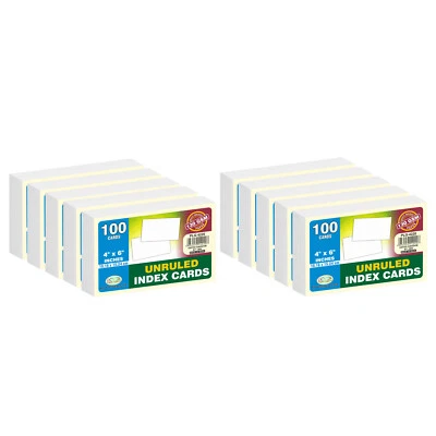 PLG Pack of 1000 White Unruled Plain Index Flash Cards, 4 x 6 Inch, 130 gsm Card
