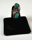Vintage 925 Navajo AESY Sterling Silver Turquoise Ring Size 5.75