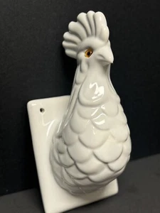 Vintage Ceramic Chicken/ Rooster Apron Towel Wall Hook Farmhouse Chic EUC - Picture 1 of 8