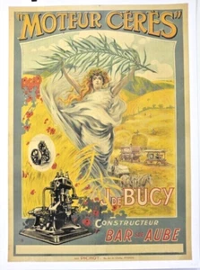 AFFICHE ANCIENNE ORIGINALE MOTEUR FIXE CERES BUCY BAR sur AUBE tracteur agricole - Bild 1 von 10