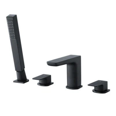 WENTWORTH BATHROOMS 4 Tap Hole Deck Mounted Bath Shower Mixer Tap Matt Black