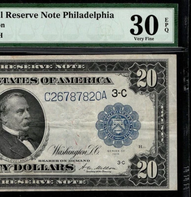 1914 $20 Federal Reserve Note Philadelphia Fr. #975 White/Mellon PMG 30 (BFJ) - Image 1 of 4
