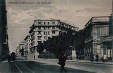 CARTOLINA DI GENOVA CORNIGLIANO - VIA GARIBALDI - VG 1937 -
