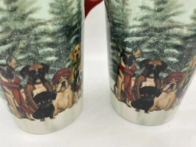 Dog Mom TALL CERAMIC COFFEE MUG W/ DOGS IN CHRISTMAS SWEATERS SCARVES & HATS - Image 1 of 4