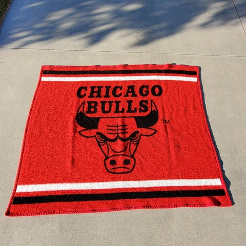 Vintage 90s Biederlack NBA Chicago Bulls Throw Blanket Red / Black 44 x 53 Cover