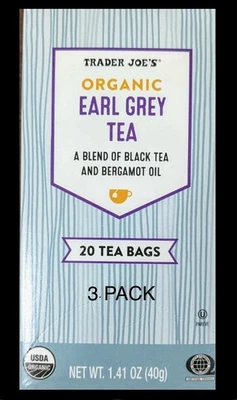 Paquete de 3 bolsas de té individuales Earl Grey Tea Trader Joe's orgánicas cada caja Foto 1 de 4
