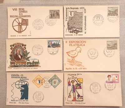 Spain, 1974 - 6 FDC,s ( Bilbao, Barcelona, Ripollet , Valencia  ) - Image 1 of 4