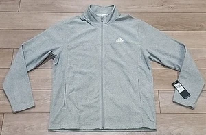 Adidas Mens French Fleece Full Zip Sports Golf Jacket Grey Side Pockets $70 - Picture 1 of 8