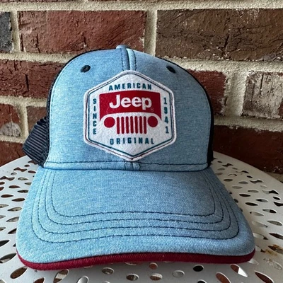 Gorra de camionero de malla original JEDCO Jeep American ajustable azul rojo Foto 1 de 4