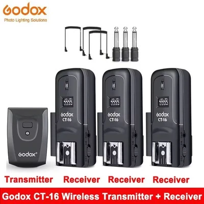 Godox CT-16 Wireless Radio Studio Speedlite Flash Trigger Transmitter + Receiver - Image 1 of 4
