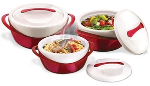 Insulated Casserole Dish with Lid 3 pc. set 2.6/1.25/.6 qt. Elegant Hot Pot F... - Picture 1 of 5