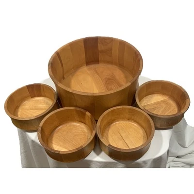 Набор деревянных салатниц The Vermont Bowl Co John McLeod 4 маленьких и 1 большой - Изображение 1 из 4