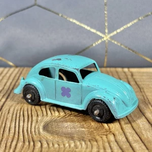 Vintage MIDGETOY VW Bug Beetle Die Cast Car Turquoise Volkswagen 50s Toy - Picture 1 of 9