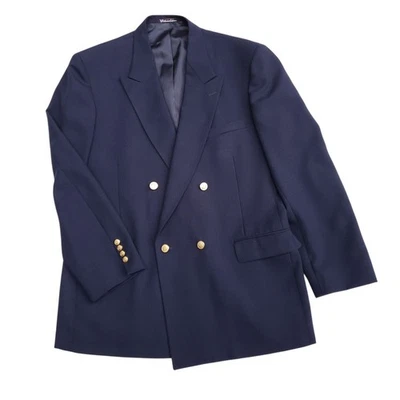 Abrigo Deportivo Chaqueta Doble Pecho Botón Dorado Mezcla Lana Azul Stafford De Colección 44L Foto 1 de 4