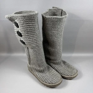 UGG Australia Botas Cardy Clásicas Tejidas Altas Gris Acogedor Suéter SN:5819 US 7 EU38 - Imagen 1 de 21