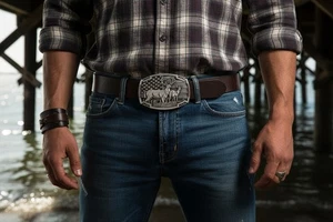 Men Silver Color Metal Belt Buckle Deer Nature Hunter Western Fashion Accessory - Picture 1 of 18