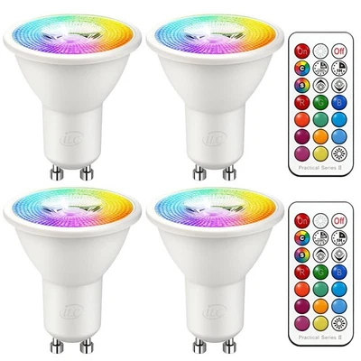 GU10 LED Light Bulb, 40 Watt Equivalent Color Changing 12 Colors 5W Dimmable ... - Image 1 of 4