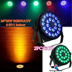 2pc/Lot Led Flat Par Light 24X18W RGBWA UV 6IN1 For DJ Stage Party Wedding Hotel - Picture 1 of 9