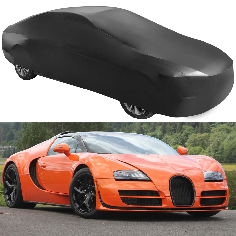 Cubierta completa impermeable para coche Bugatti Veyron exterior interior satinado elástico negro Foto 1 de 4