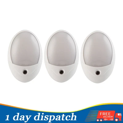 Lámpara de 3 piezas enchufable LED luces nocturnas sensor de anochecer a amanecer pasillo cocina baño Foto 1 de 4