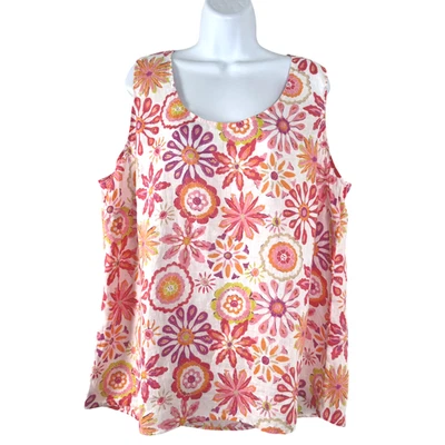J. Jill любовь льняной Майка женщин 2 X цветочный разноцветный без рукавов новый с Ярлыками TP-3571 - Изображение 1 из 4