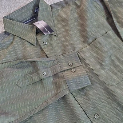 Statements Brand Men's Long Sleeve Button Shirt Size L Green Plaid NWTG - Image 1 of 4