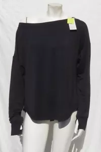 NEU $ 26 ALL IN MOTION Damen XS schwarz superweich Modal Sweatshirt Daumenlöcher Oberteil - Bild 1 von 5