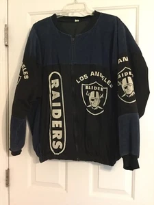   VTG Los Angeles Raiders Blue Black Corduroy Jacket Coat Size L - Picture 1 of 12