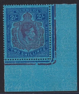 Bermuda SG116de 2/- purple and blue/deep blue Broken Lower Right Scroll M/M - Picture 1 of 3