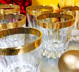 Mäander Whiskey Whisky Tumbler "Ritz" Glas Bourbon Goldrand Truevintage rar Bar - Picture 1 of 15