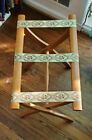 Vintage Scheibe Wooden Folding Luggage Suitcase Rack with Tapestry Straps