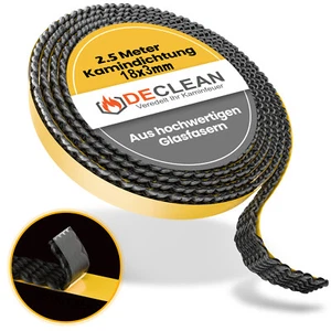 2,5m Kamindichtung selbstklebend 18x3mm Dichtband Scheibe Kamin Ofen Dichtung - Bild 1 von 8