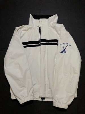 Vintage Nautica Men's Embroidered Sailboat Full Zip Outdoor Stripe Jacket Sz: L Foto 1 de 4