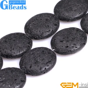 Cuentas de moneda de piedras preciosas de roca de lava volcánica negra envío gratuito 15"12 mm 14 mm 16 mm - Imagen 1 de 23