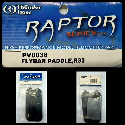 Thunder Tiger PV0036 Flybar Paddle Set Raptor 30 New in Pack OEM Heli Parts - Image 1 of 4
