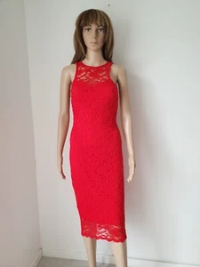 ❤️ Size 6 - 8 ATMOSPHERE red floral lace stretchy midi bodycon dress 047 - Picture 1 of 10