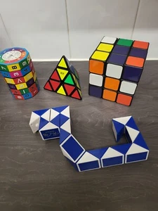 Rubiks Puzzle Konvolut ×4 großer Würfel, Dreieck, Erno Schlange + Mathe Zylinder selten - Bild 1 von 11