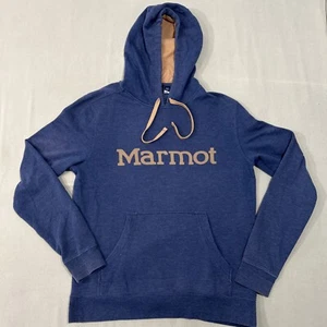 Marmot Hoodie Herren Medium Logo Grafik Blau Pullover Kapuzenpullover Sweatshirt - Bild 1 von 11