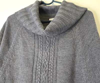 Suéter Corto Slv Tejido con Cable Para Mujer Pequeño Gris Cómodo Gran Tamaño Capucha Cuello Oficina Foto 1 de 4