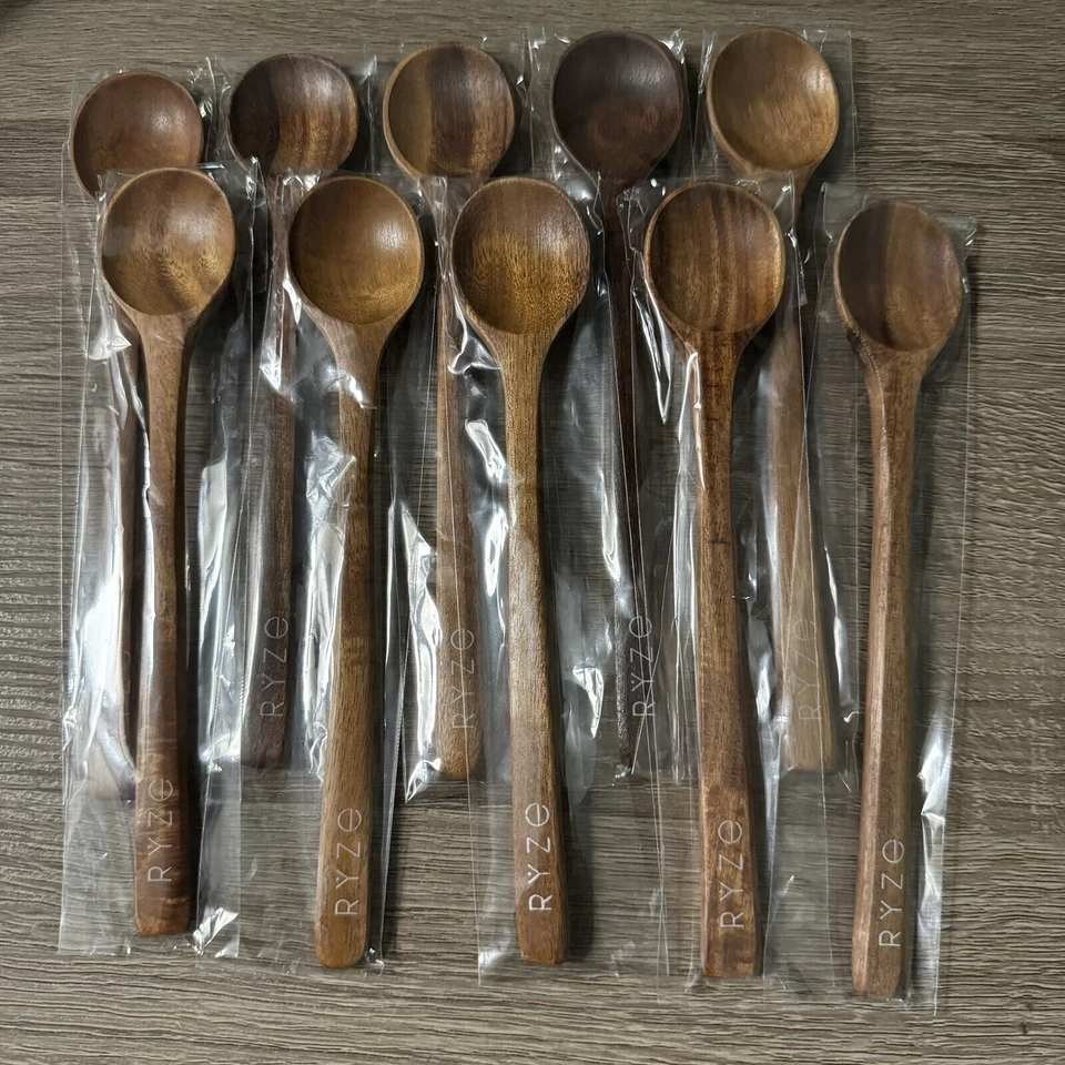 12 RYZE Brand Handmade Wooden Acacia Spoon GENUINE For Ryze Mushroom Coffee - Image 1 of 1