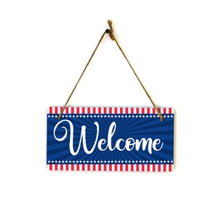 Welcome 5x10 Hanging Plus Wall or Door Sign | USA Home Decor - Picture 1 of 7