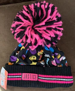 JUSTICE ACTIVE HAT HOLDS PONYTAIL EMOJIS POM POM ONE SIZE SUPER CUTE!! - Picture 1 of 3
