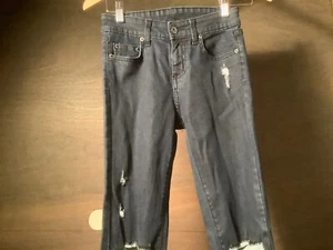 CAR MAR WOMENS BLUE JEANS SIZE 25 DISTRESSED DESTROYED WITH LACE UP LEG EUC  - Picture 1 of 6