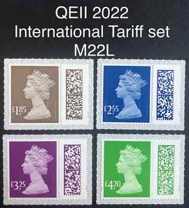 GB 2022 QEII Juego de sellos definitivos de aranceles internacionales con código de barras M22L, MNH - Imagen 1 de 1