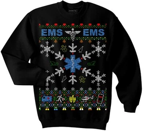 Qraphic Tee EMS Ugly Christmas Sweater (Sweatshirt), Christmas, First Responders - Picture 1 of 3