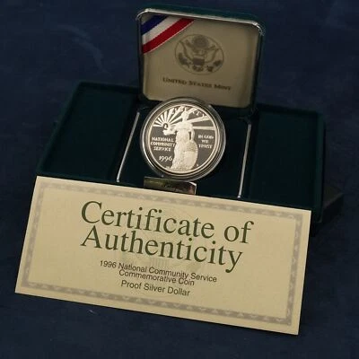 1996-S US Mint National Community Service Proof Silver Dollar - Free Ship USA - Image 1 of 4