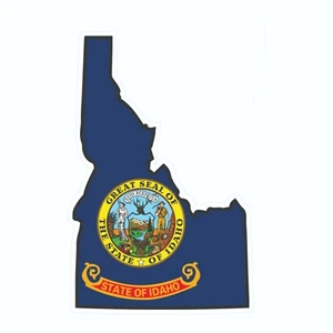 Contorno del mapa del estado de Idaho con pegatina de bandera, calcomanía, pegatina de vacaciones - Imagen 1 de 2