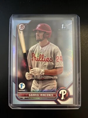 2022 Bowman Draft 1st Edition Sky Blue Foil #BD142 Gabriel Rincones Phillies - Image 1 of 2